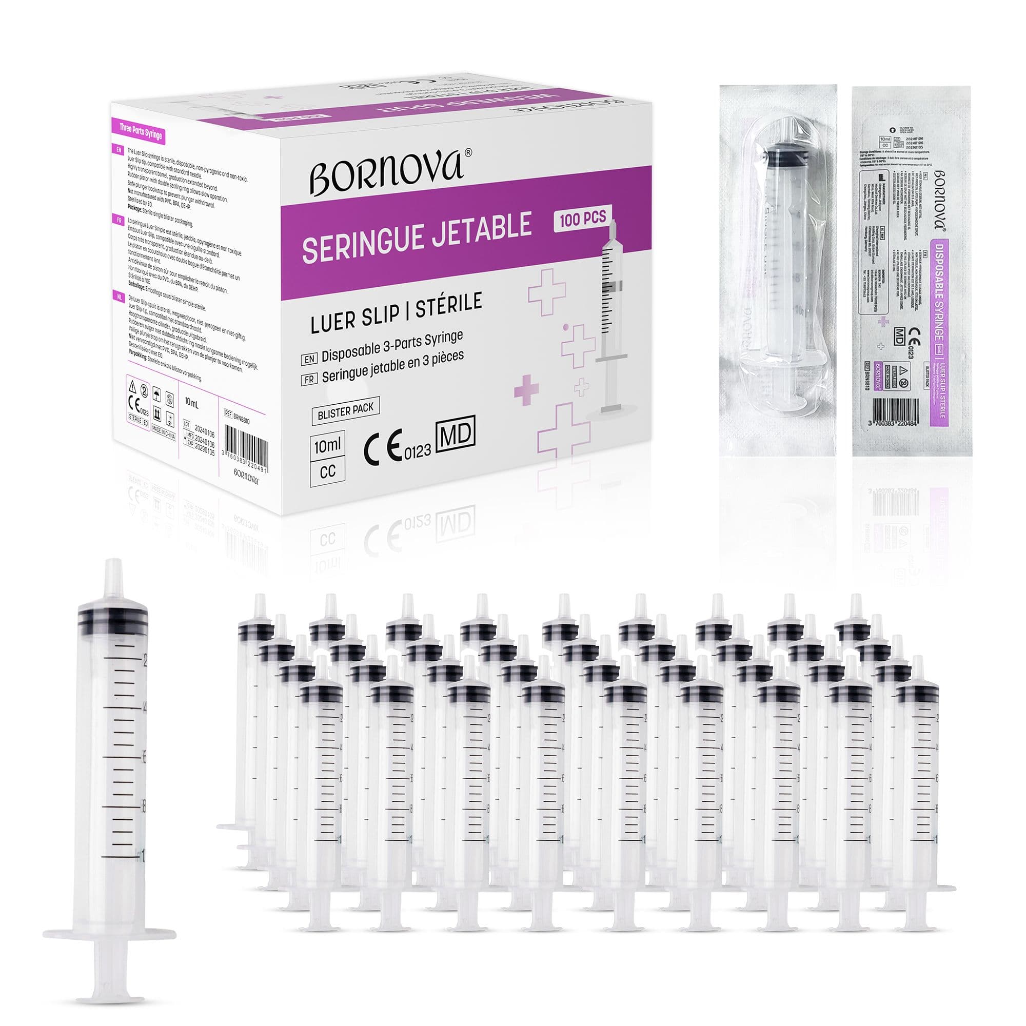 Bornova Luer-Slip Dosierspritze ohne Kanüle (3 ml, 5 ml, 10 ml)