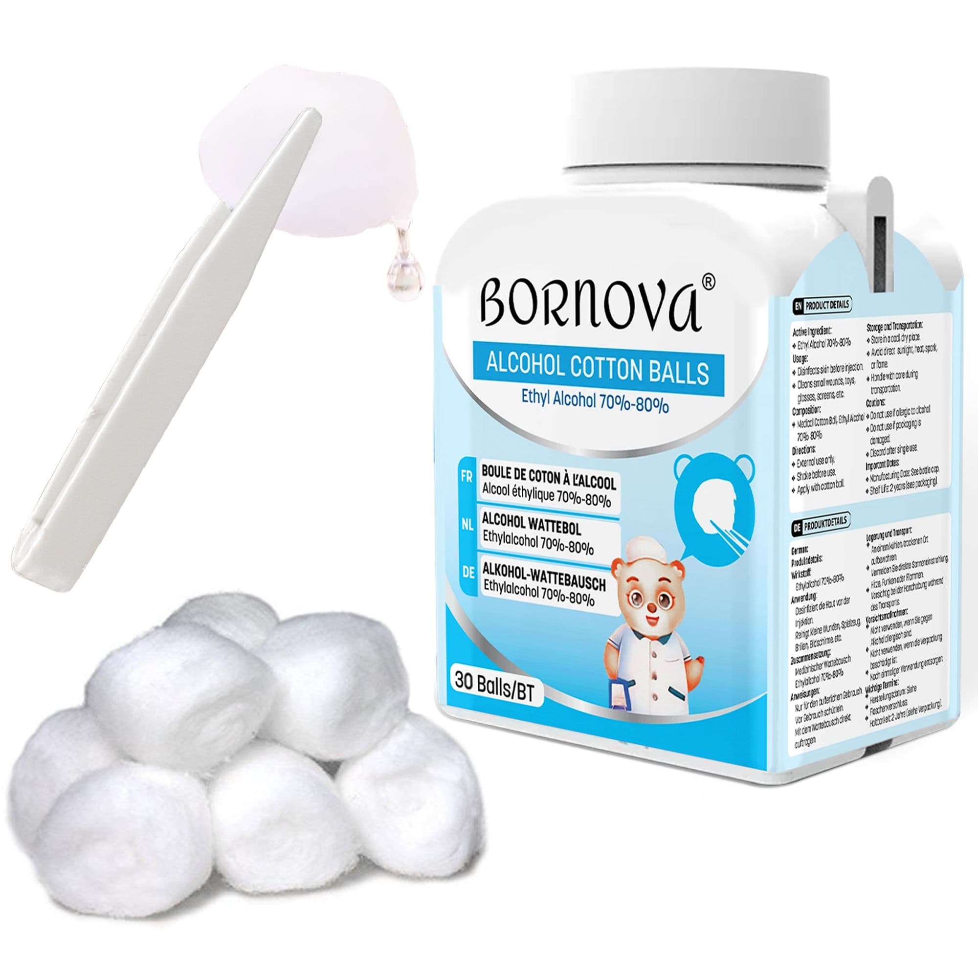 Bornova — Alkoholgetränkte Wattebällchen (70-80 %)